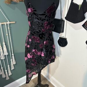 NWT Lulu's Grungy Asymmetrical Dress with Velvet Size Small